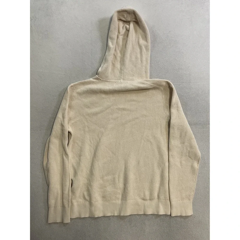 Banana Republic Waffle Knit Hoodie Men's Size Medium Beige Pullover Long Sleeve